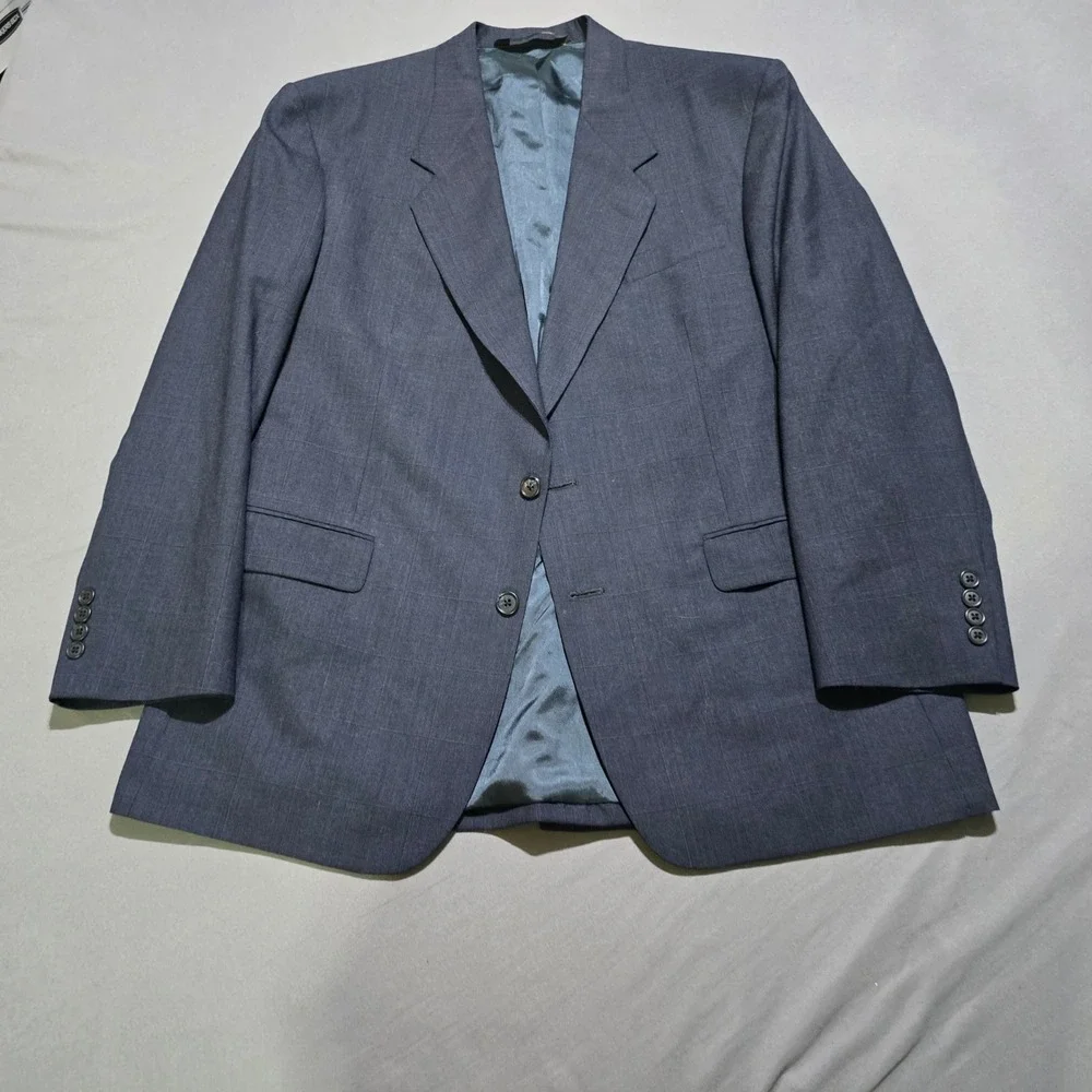 John Alexander Blazer Mens 43R navy 100% Worsted Wool Two Button Jacket